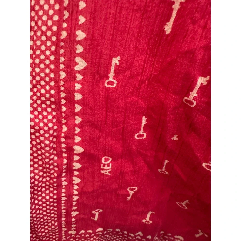 American Eagle Outfitters Pink Cotton Key Heart Print Scarf Wrap One Size